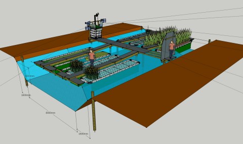 Tutkimuskokonaisuuteen kuuluu kahdeksan lauttaa, joille istutetaan kasveja